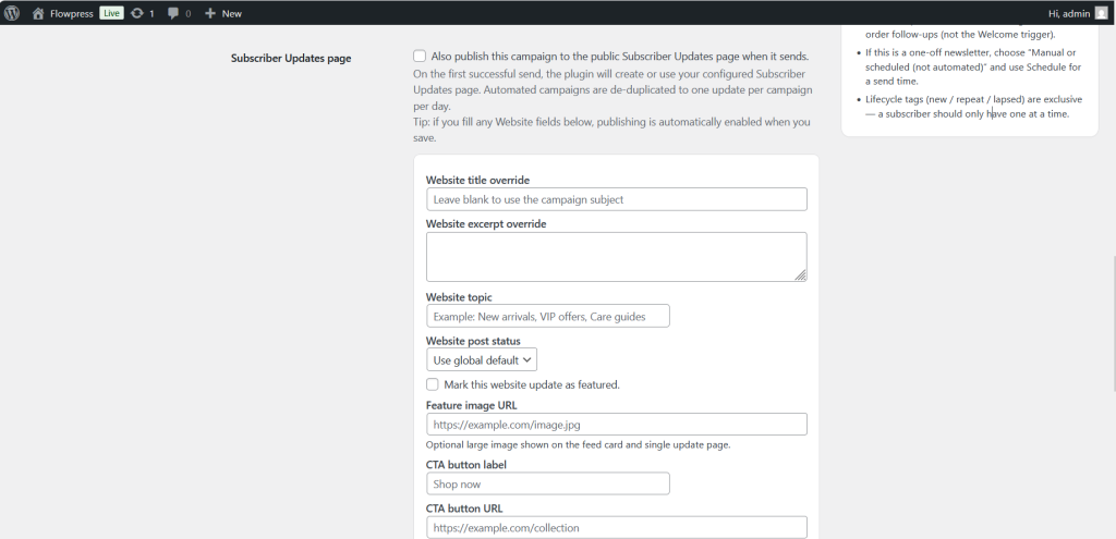FlowPress screenshot: Campaigns-6
