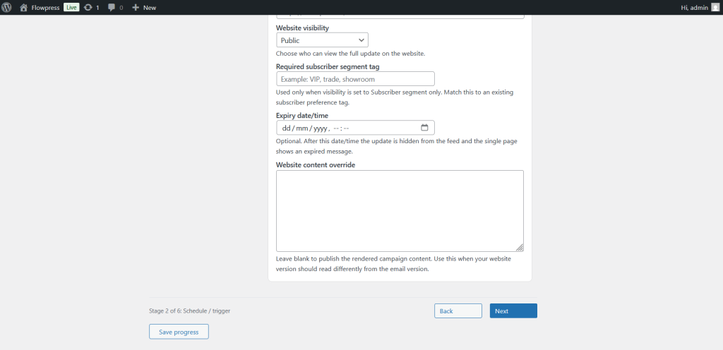 FlowPress screenshot: Campaigns-7
