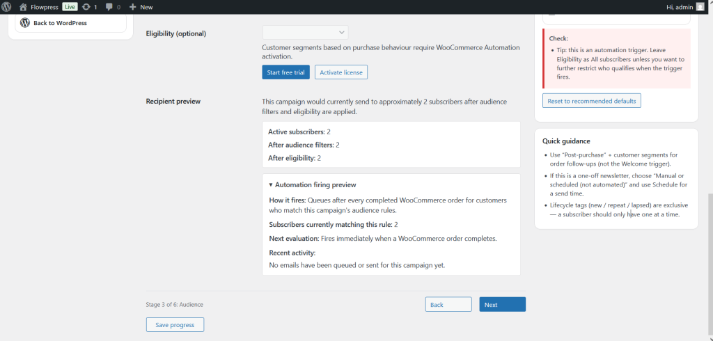 FlowPress screenshot: Campaigns-9