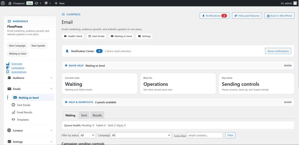 FlowPress screenshot: Email-1