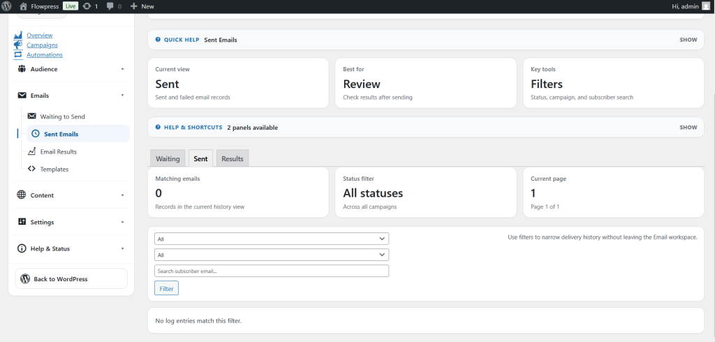 FlowPress screenshot: Email-3