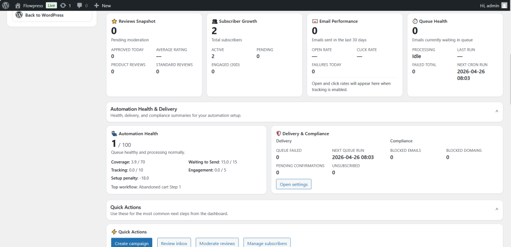 FlowPress screenshot: overview-2