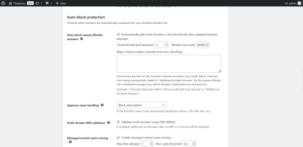 FlowPress screenshot: settings security-3