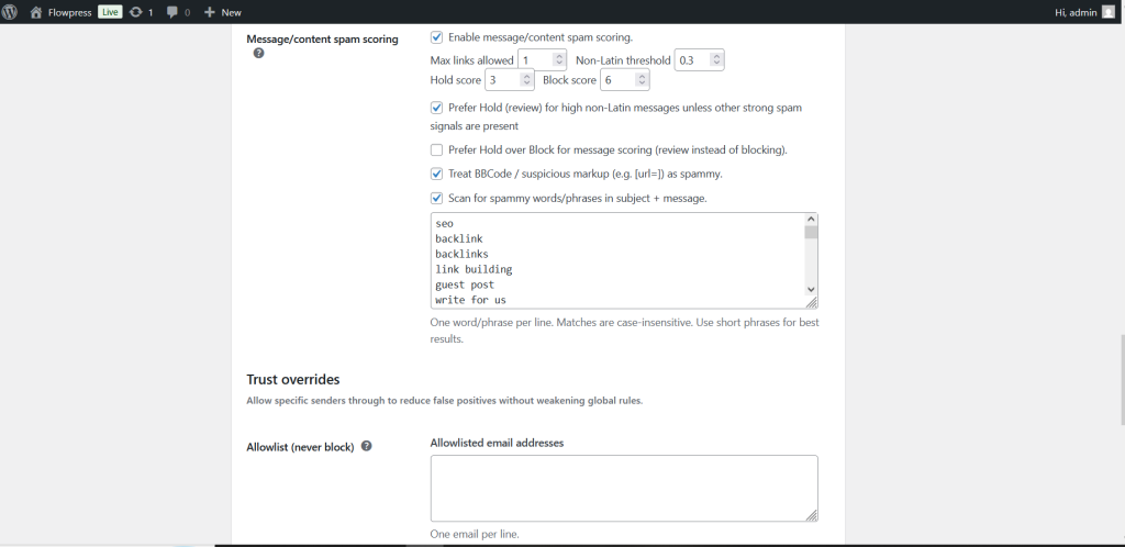 FlowPress screenshot: settings security-4