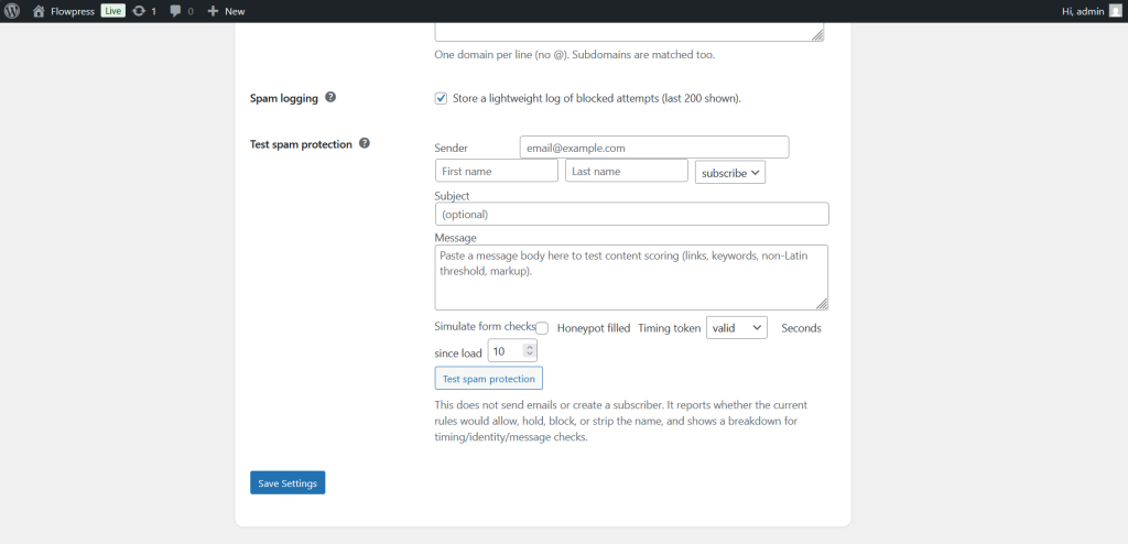 FlowPress screenshot: settings security-6