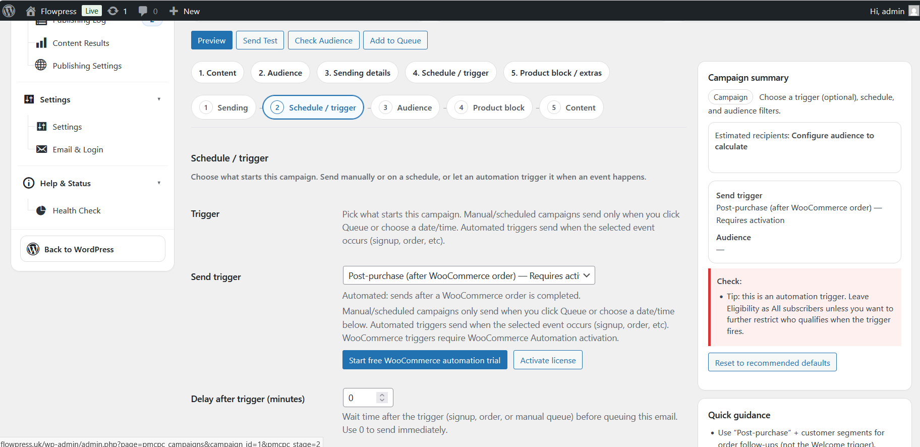 FlowPress screenshot: Campaigns-5