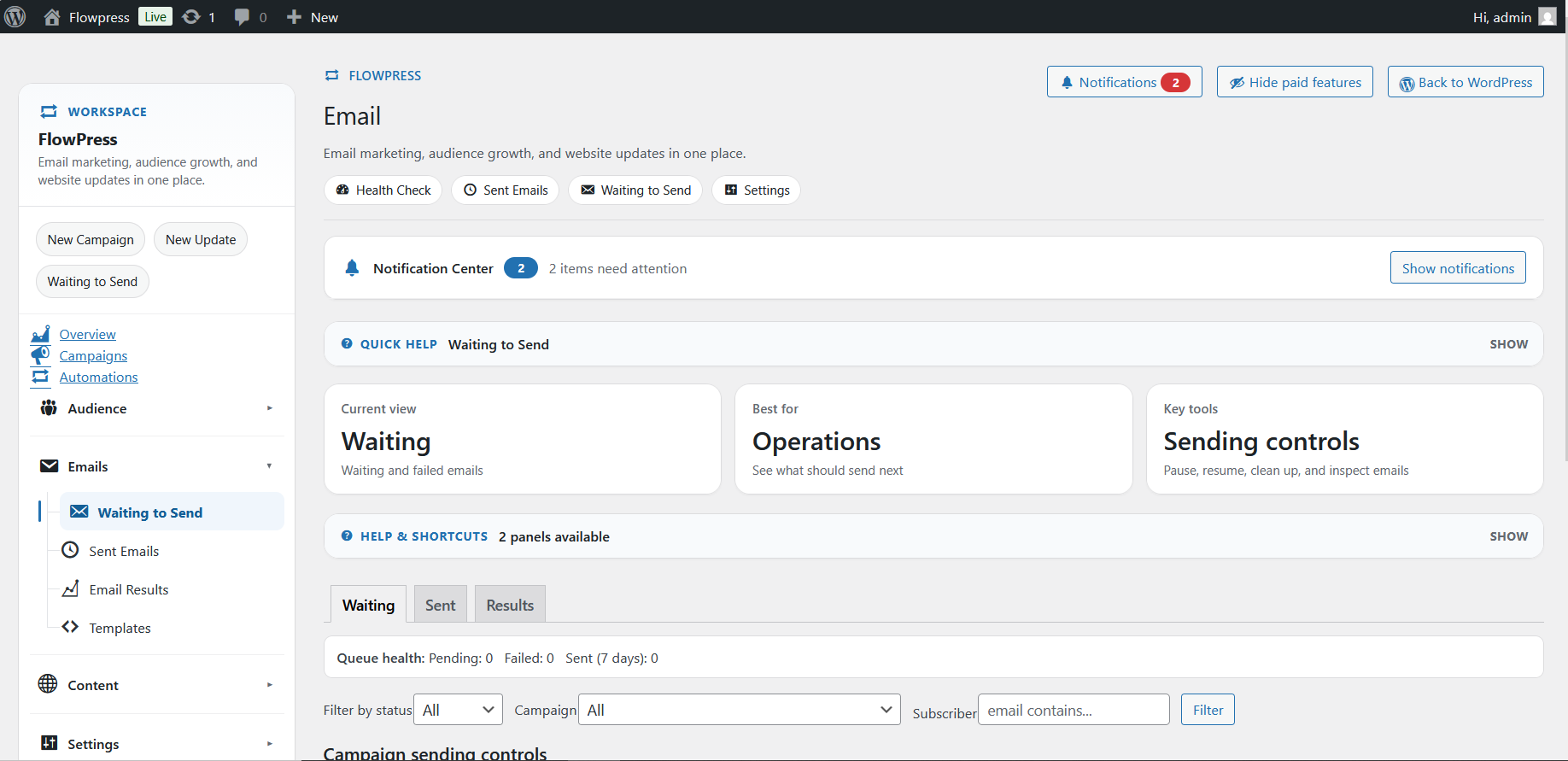 FlowPress screenshot: Email-1