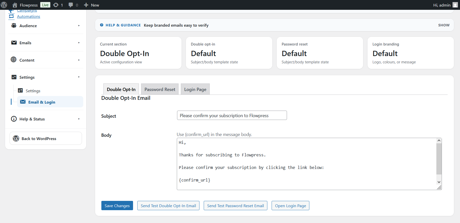 FlowPress screenshot: Email & Login-2