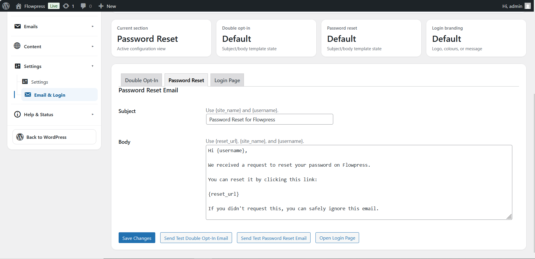FlowPress screenshot: Email & Login-3